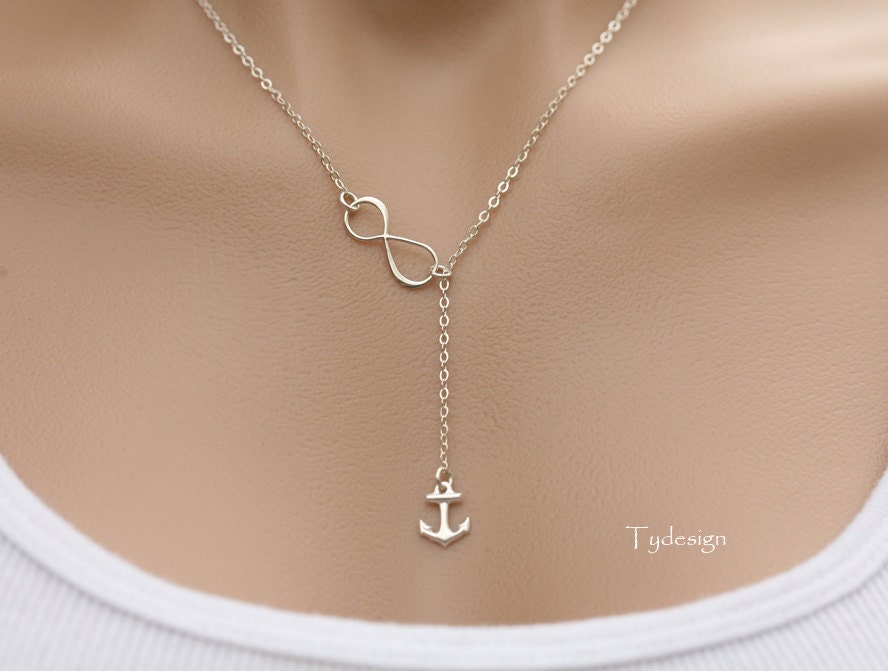 sterling silver infinity Anchor Lariat Y necklaceAnchor