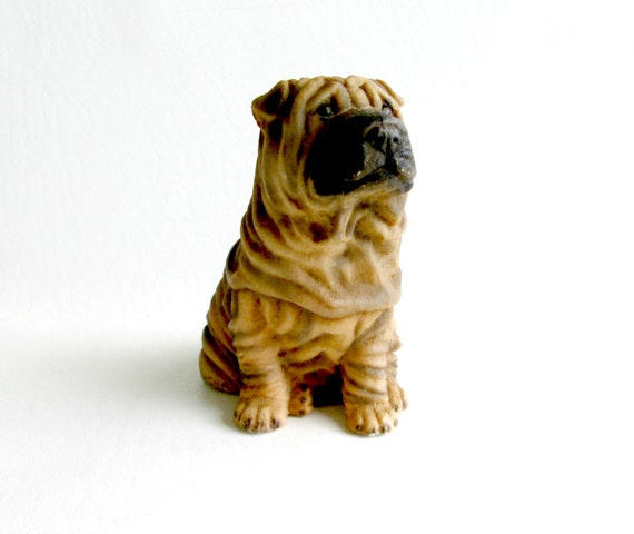 Braune Hund Vintage SharPei Figurine Castagna Hund Made In