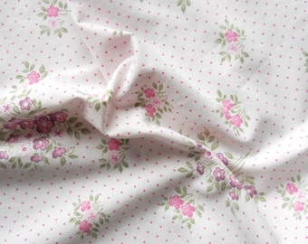 pink floral fabric pink vintage fabric quilting fabric patchwork fabric polkadot fabric 125
