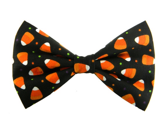 Items similar to Halloween Dog Bowtie, Black Orange Collar Bow Tie ...