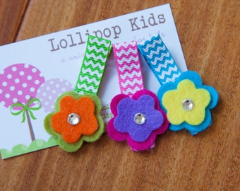 Toddler Hair Clip Baby Hair Clip Infant Hair Clip Kids Hair Clip Pink Blue Green Wool Felt Flower Hair Clip