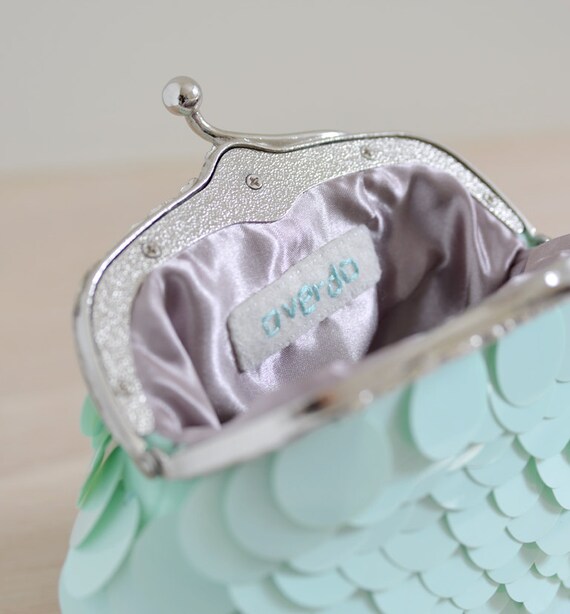 Pastel Lake clutch pastel green sequin handbag small clutch