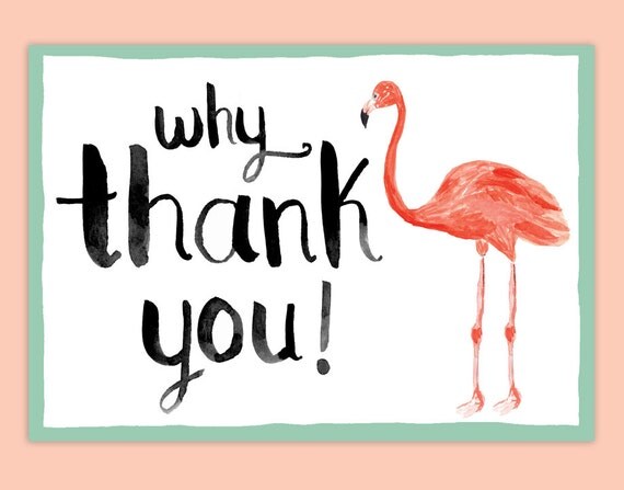 Flamingo Thank You Notes Set Of 10 Florida By Leveretpaperie