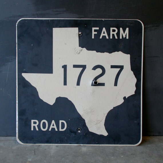 Shot up Texas Farm Road Sign by RamonaMorningbird on Etsy