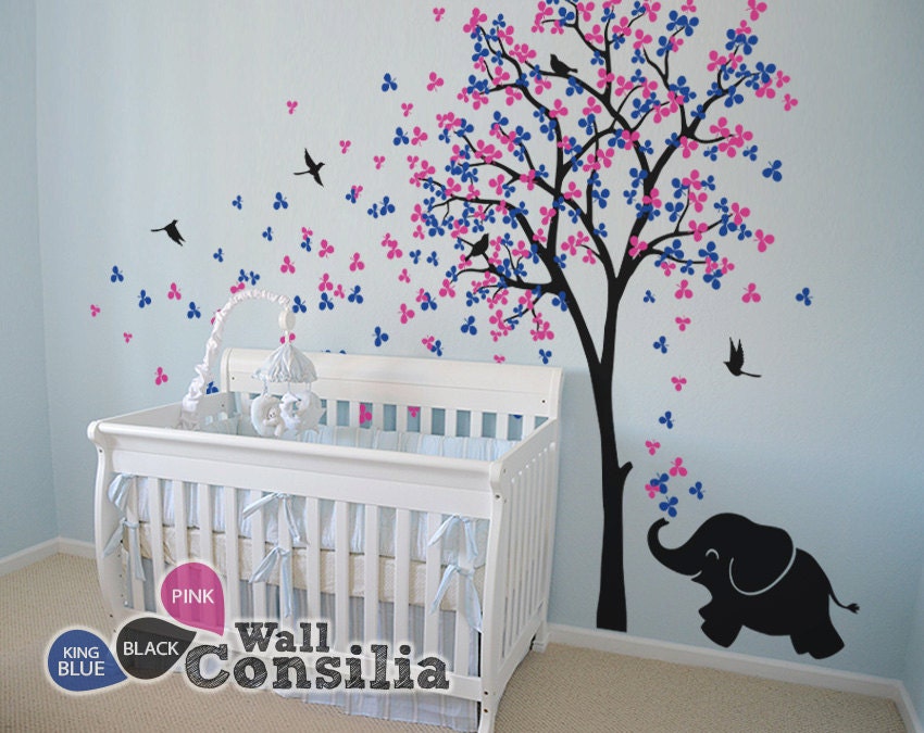 Baby Nursery Wall Decals Tree Wall Decal Elephant Decal