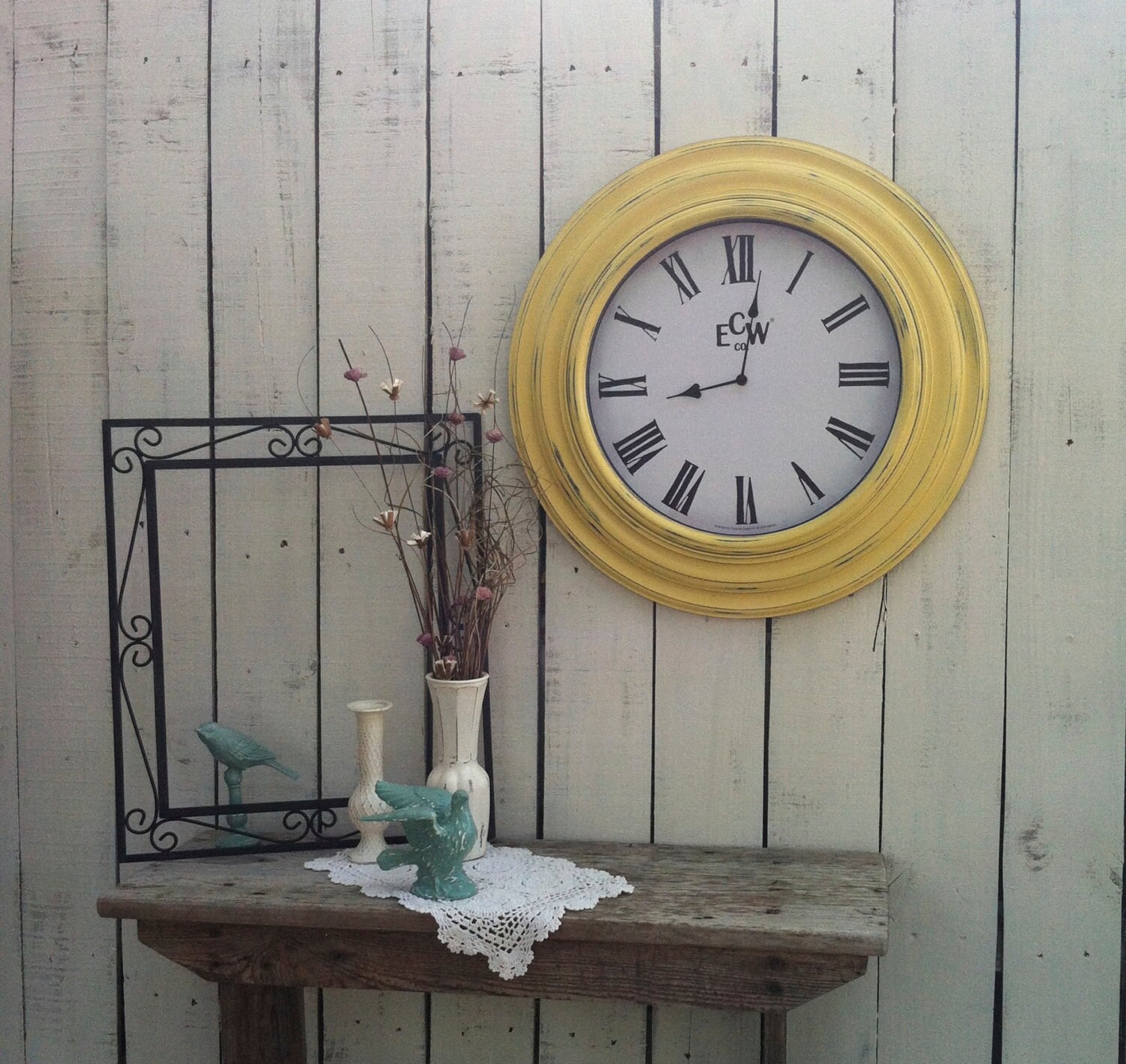 Time To Relax / Large Yellow Wall Clock 23 Wide