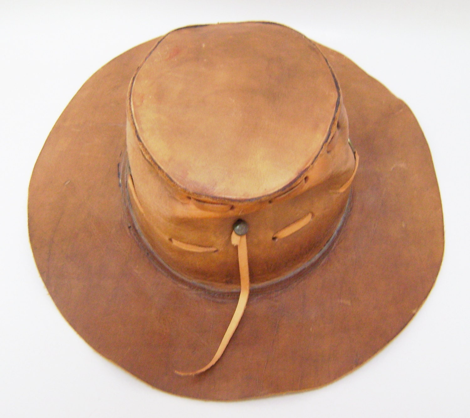 Vintage Leather Hat Floppy Wide Brim Hat Bohemian Style