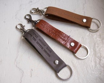 Leather keychain, leather key fob, keyring with trigger hook, brown ...