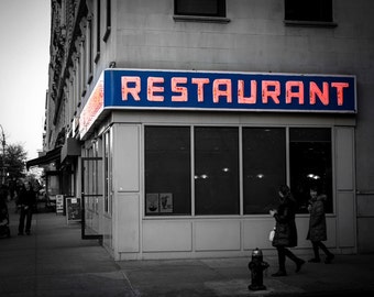 Seinfeld Diner Photo - Tom's Restaurant - Seinfeld Photography - NYC Photography - Urban Decor - Cool Blue - New York City - Monk's Cafe