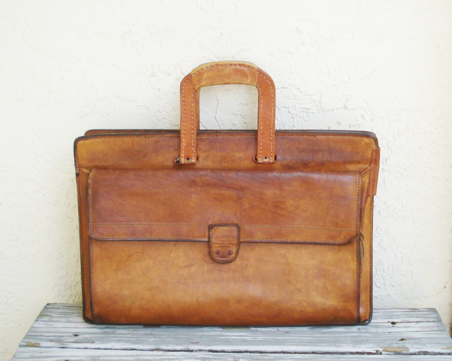 old leather briefcase