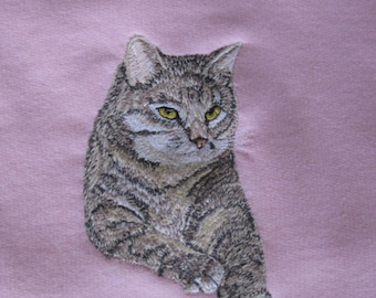 Embroidered "Tabby Cat" Sweatshirt