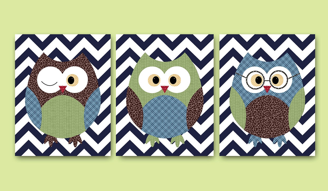 Owls Nursery Baby Boy Nursery Kids Wall Art Baby Nursery Decor