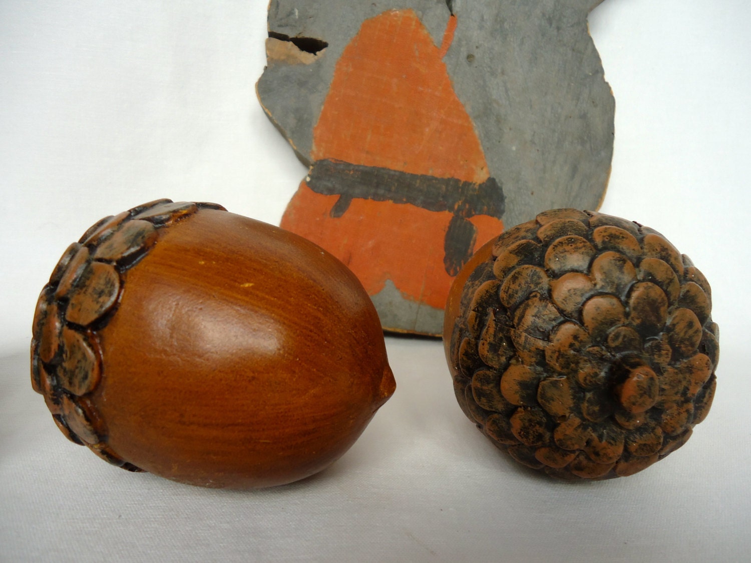 LARGE WOODEN ACORNS Carved Wood Acorns Wooden Nuts Acorn Props