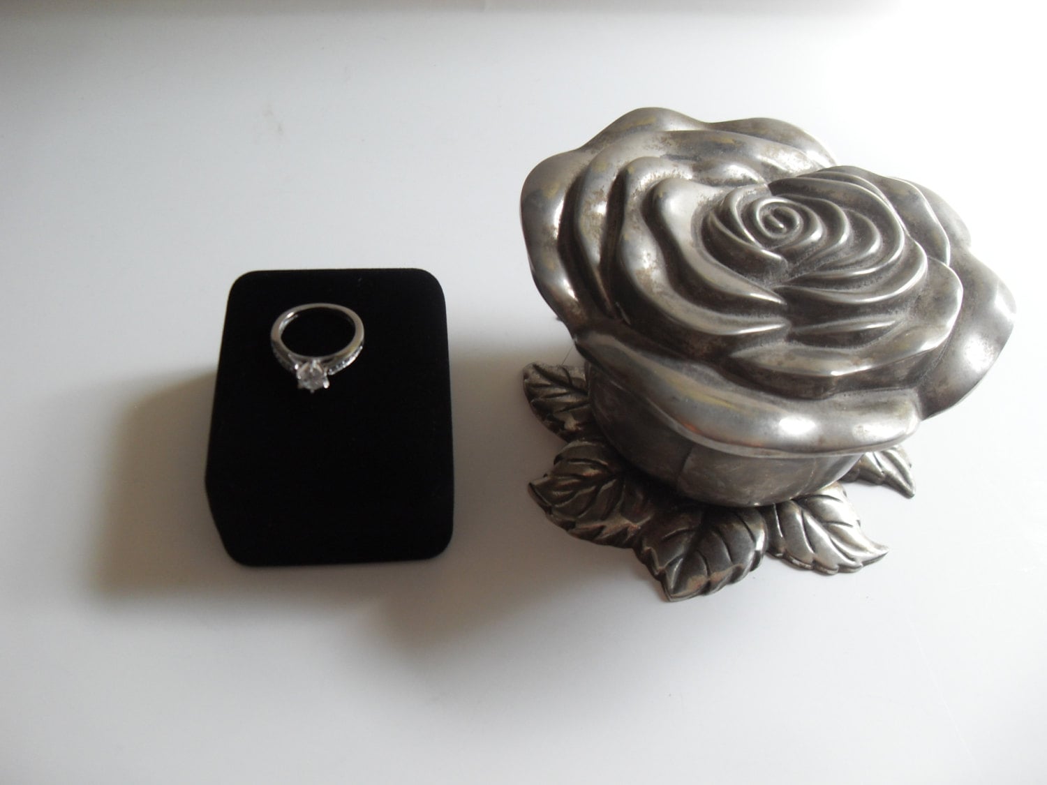 Vintage Godinger Silver Art CO. Rose Trinket Box Jewelry Box