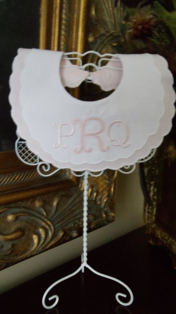 Baby Girl Solid Back fancy Scalloped Cotton Bib Pink by Zadabug