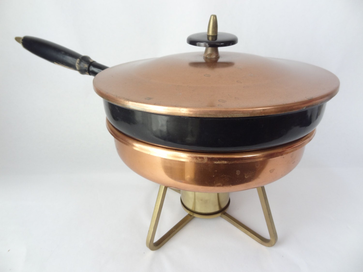 warming pan chafing dish vintage copper cookware skillet
