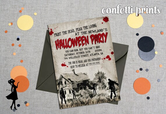 Halloween Party Invitation - THE WALKING DEAD Printable Il_570xn