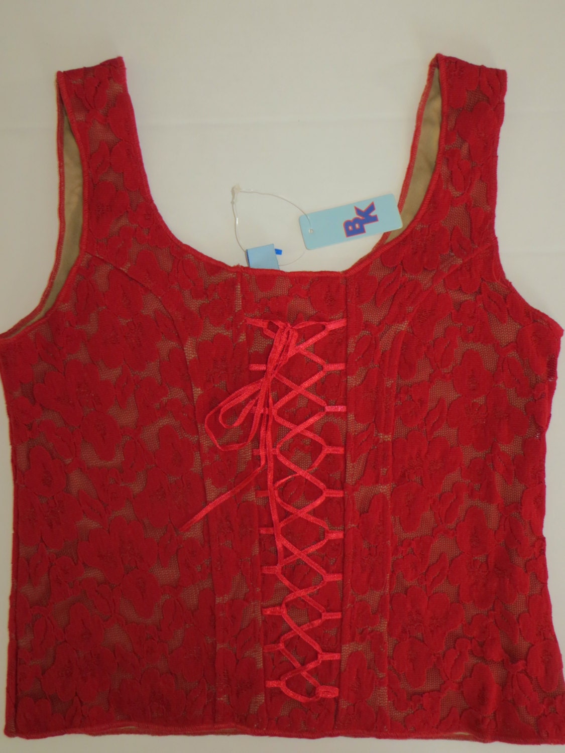 Corset Tank Top Nylon Lace Corset Lace Up Tank Top T Shirt