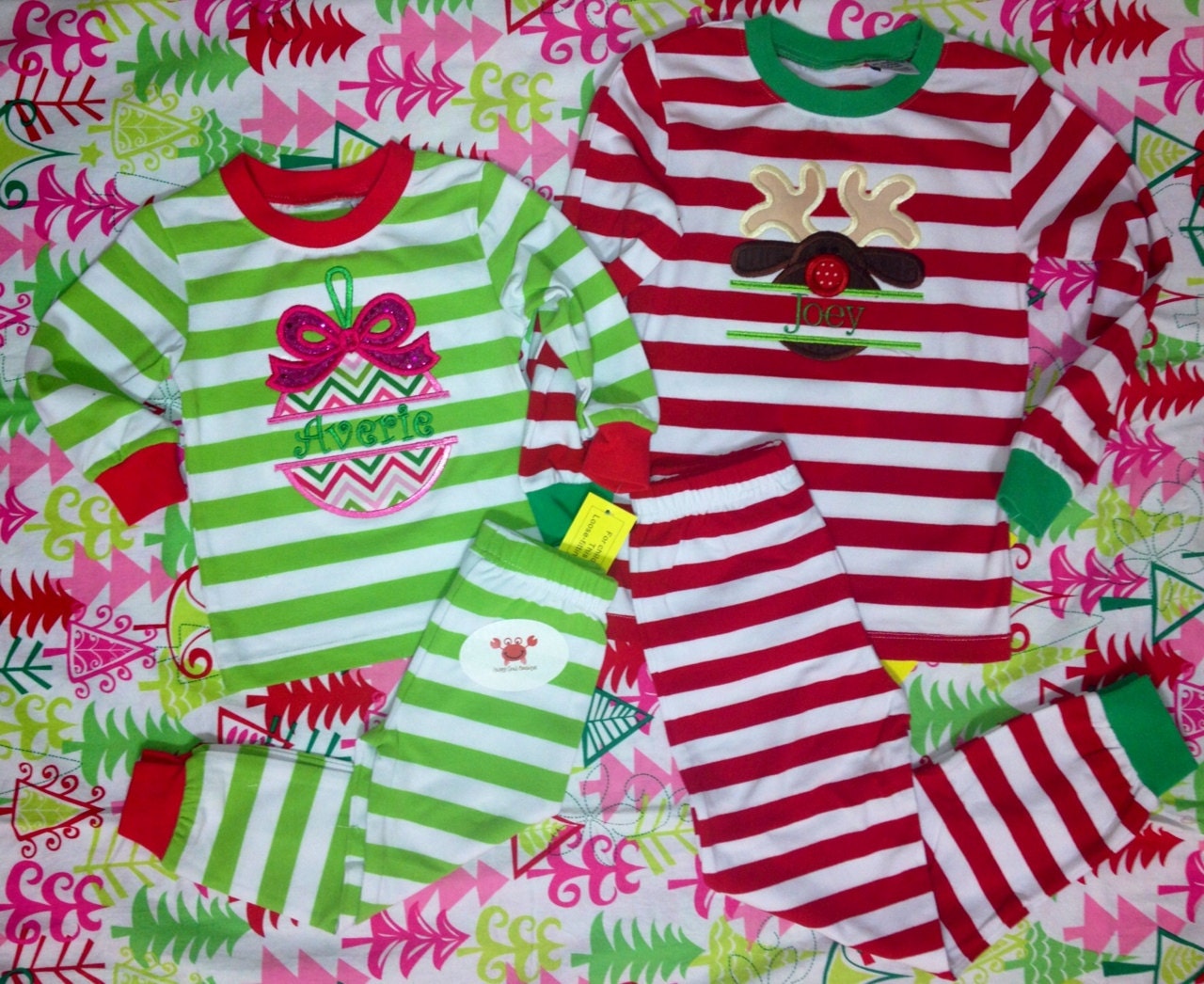 2012 Christmas Pj Striped RED 3t only Reduced by HappyCrabBoutique