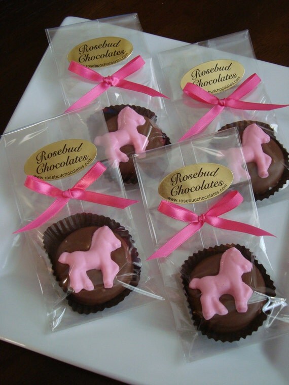 12 Milk Chocolate Cookie Favors Pink Pony Horse Girls Birthday