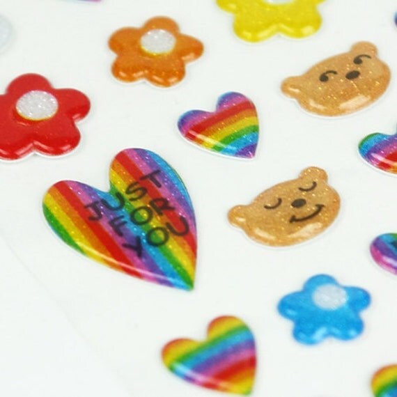 Items similar to J058 / Kawaii Cute Puffy Stickers on Etsy