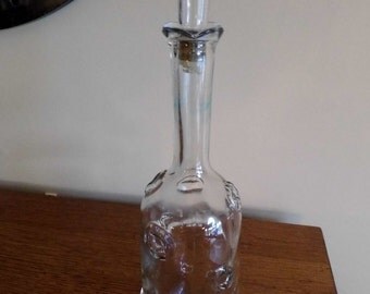 Funky Vintage Glass Decanter, MCM Liquor Decanter, Retro Clear Glass Decanter, Mad Men Style Decanter, Retro Barware Decanter