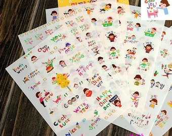 Korean Sticker Set - Diary Sticker - Deco Sticker - 6 sheets