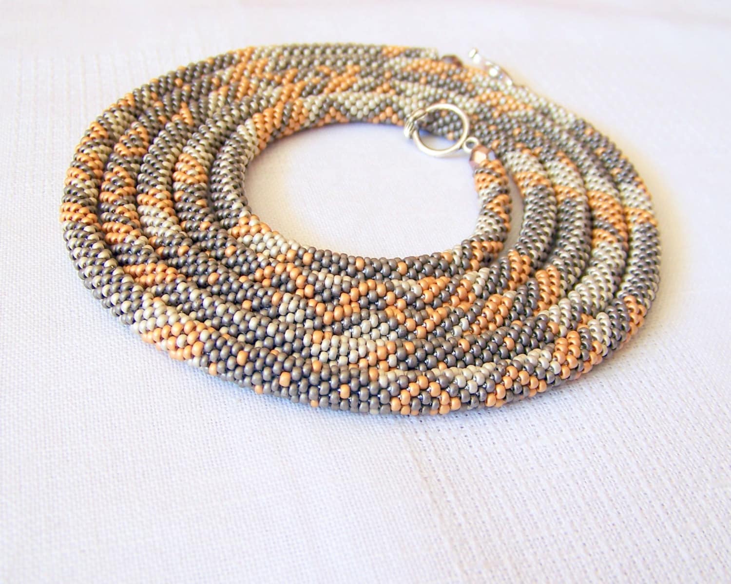 Long Beaded Crochet Rope Necklace Beadwork Seed beads