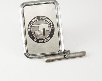 Vintage Professional Photographers Tie Tack Oklahoma Silver Color Birthday Retirement