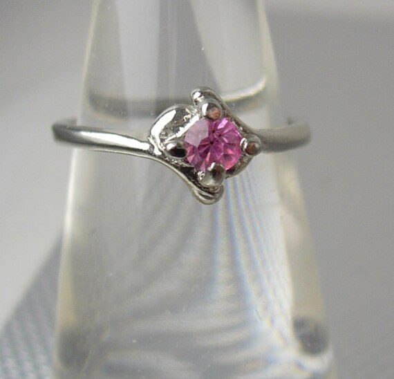 Items similar to Vintage Pink Tourmaline Birthstone Ring Silver ...