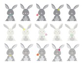 60% OFF SALE Clipart Easter Bunny Clip Art Woodland Clipart Animal Clip art Digital Rabbits Clipart Bunnies Cute Kid's Clipart Holidays Il_170x135