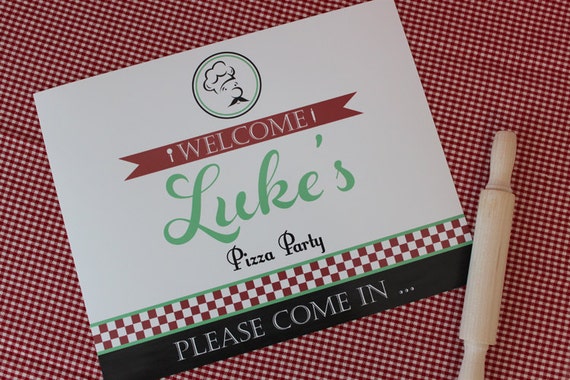 Pizza Party Printable Party Welcome Door Sign : Printable Party Designs by The Paper Doll Il_570xn