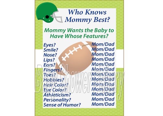 game and for shower mom baby dad Theme Baby Sports Shower Game, Baby Theme Game, Shower Baby Football