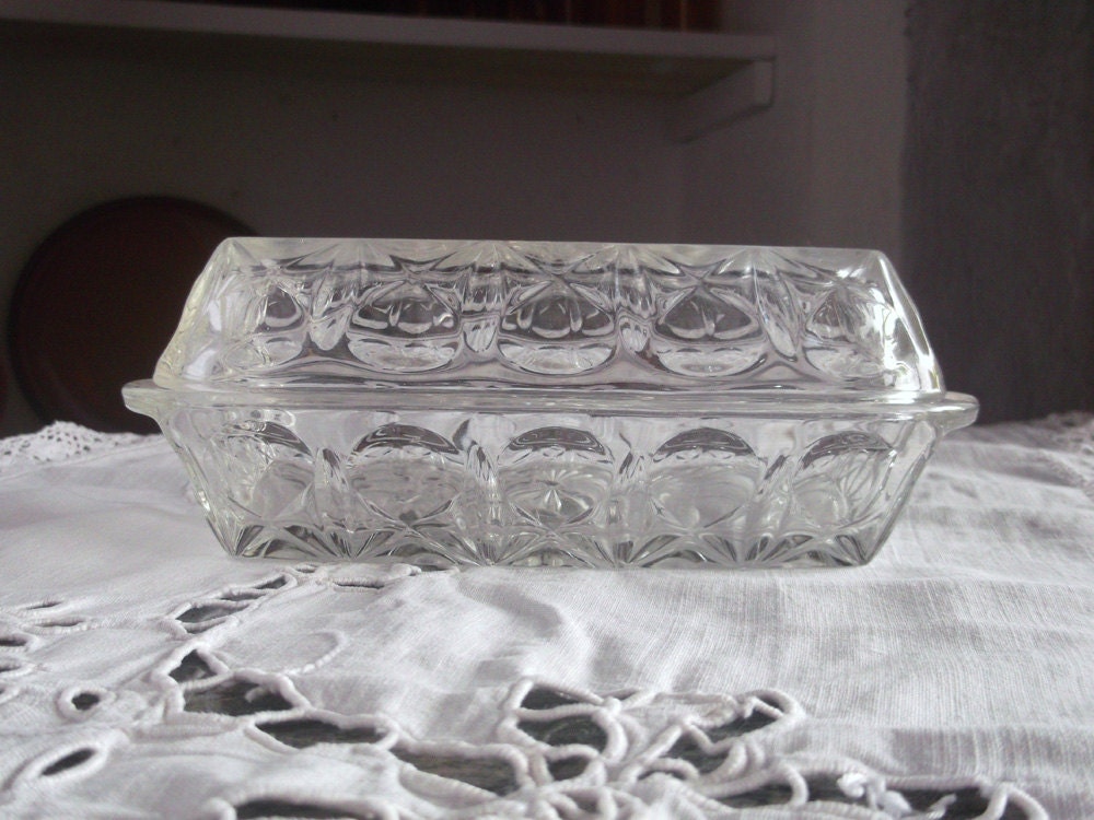 Vintage French cut glass butter dish Haute Juice