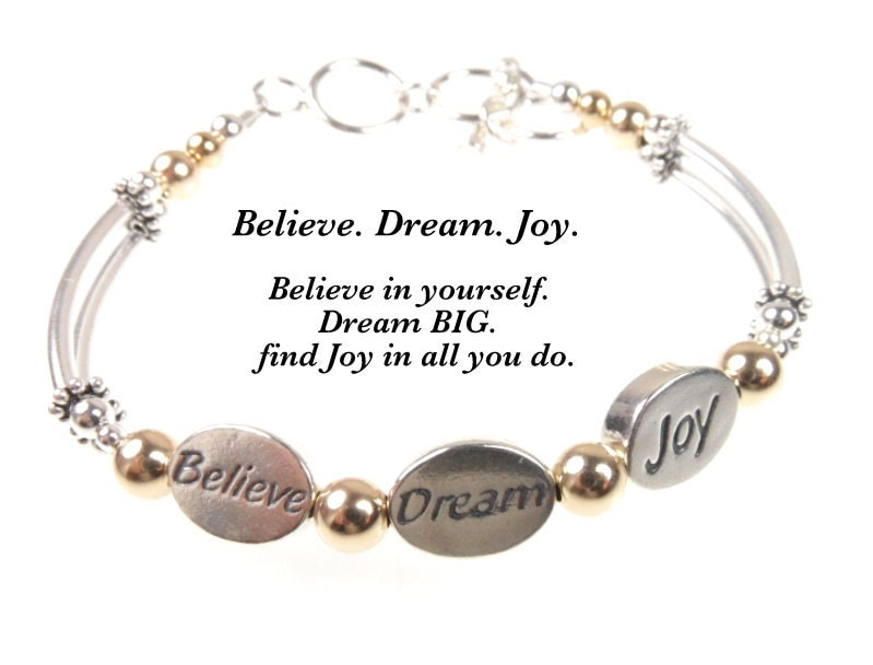 3 Wish Bracelet Believe, Dream, Joy,Graduation gift, 3 Wish Jewelry, Message Bracelet, Jewelry with Words,  3 Wish gift, Graduation Bracelet