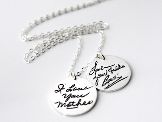 Two Circle Handwritten Memorial Necklace by ScriptedJewelry