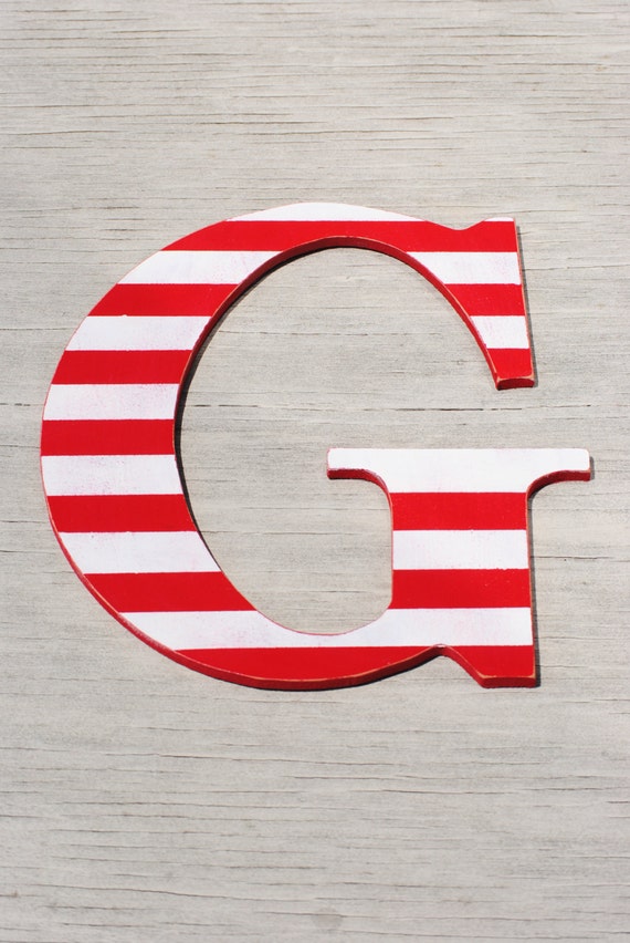 Distressed Striped Red and White Letter Decorative Letters