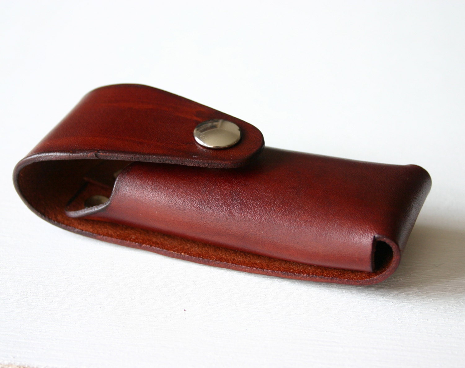 Pocket Knife Holder. Brown Leather pocket knife holder for