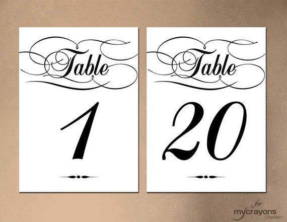 items similar to elegant script table numbers 1 20 diy