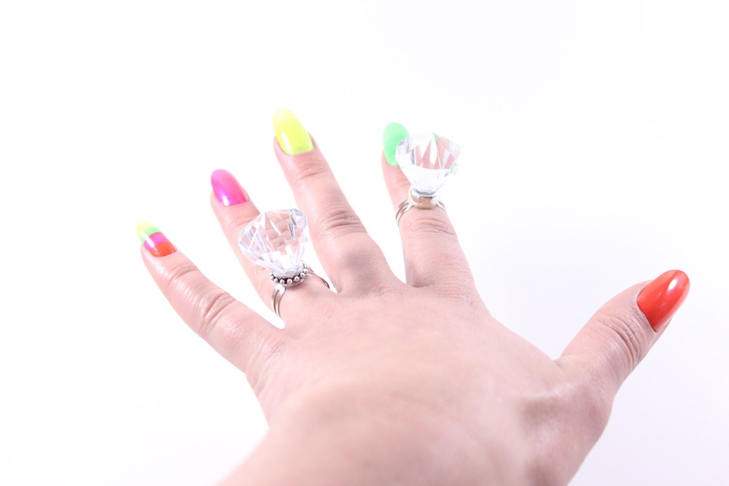 Fake diamond engagement ring plastic rock novelty statement