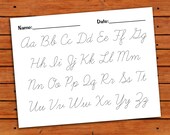 items similar to cursive alphabet trace worksheet pdf
