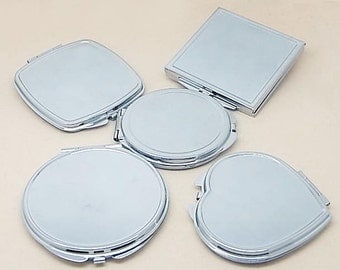 Pocket Mirror Blank Compact Mirrors Supply Silver Mirror Compact DIY Kits Round Mirror Best Gift Bridsmaid Gift Supply 200-001