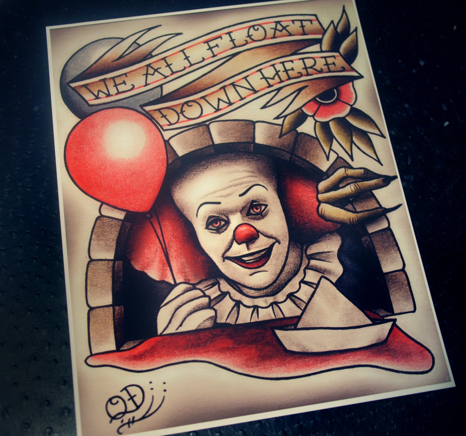 Pennywise Tattoo Art Print by ParlorTattooPrints on Etsy