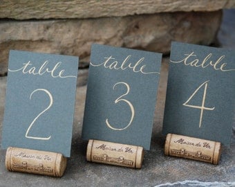 Mini Wedding Table Numbers - Flat 2.5 x 3.5" Cards in Color of Choice with Hand Calligraphy in Color of Choice