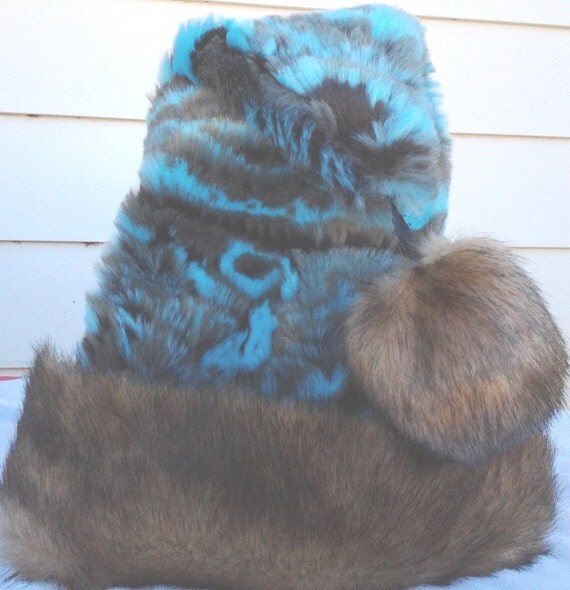 teal paisley santa hat with mink trim teal paisley santa hat with mink trim