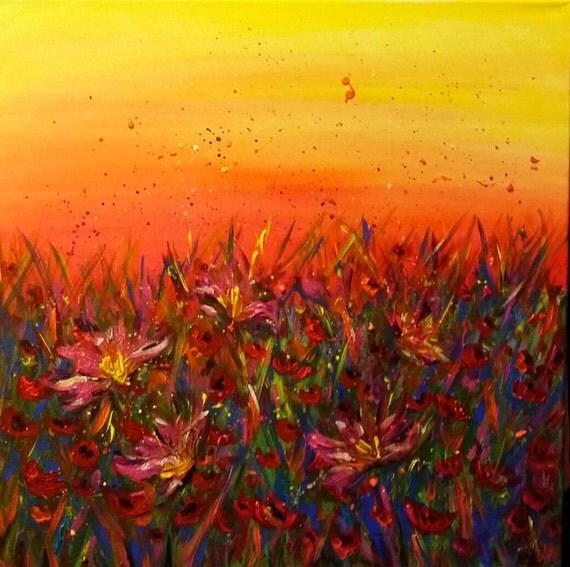 Items similar to Dancing flowers in the sunset on Etsy