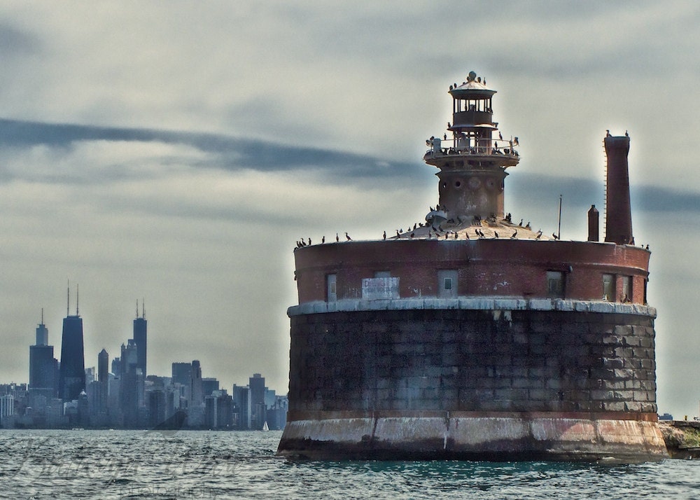 Lake Michigan Water Intake Crib Matted Fine Art Photograph