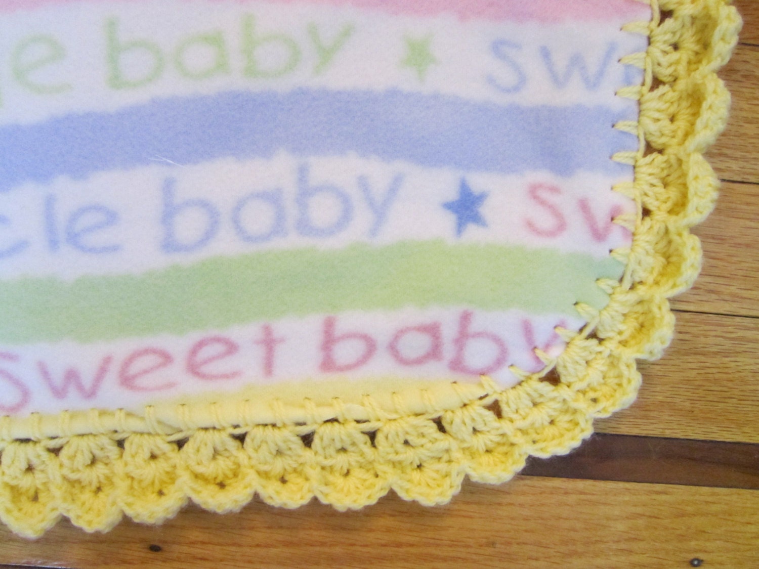 Fleece Baby Blanket with Crochet Border