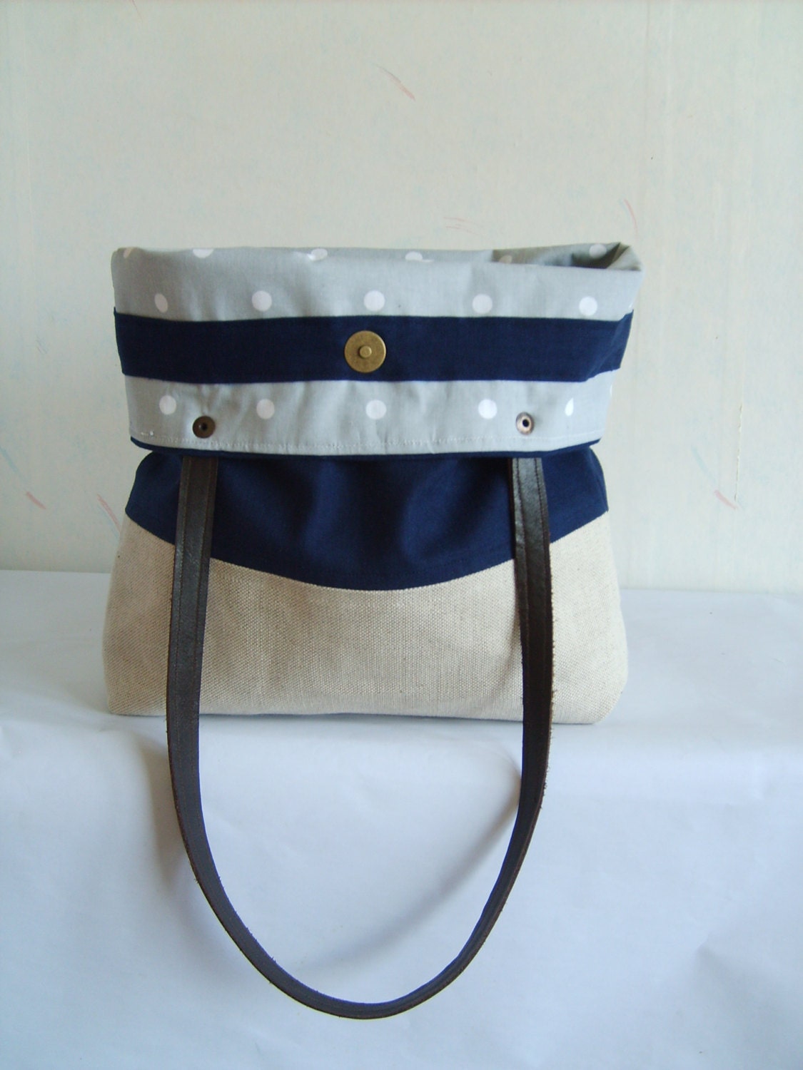 navy top handle bag