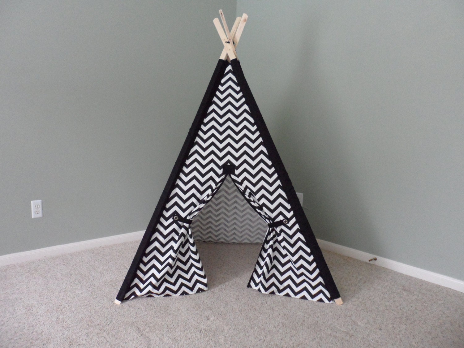 Black and White Teepee with matching accents tee pee black and